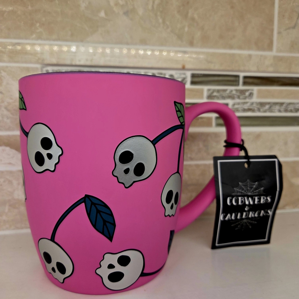 *NEW* Vibrant Pink Skull Cherry Mug by Cobwebs & Cauldrons 2025